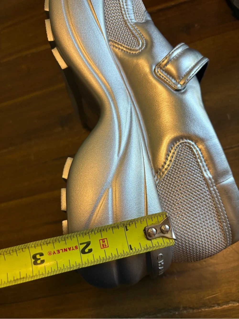 Charles & Keith Metallic Curved Platform Mary Jane Sneakers Silver 37 Edgy Goth